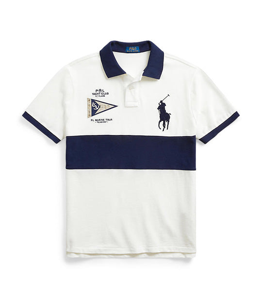 Men's Custom Slim Fit Big Pony Mesh Polo Shirt Nevis Multi