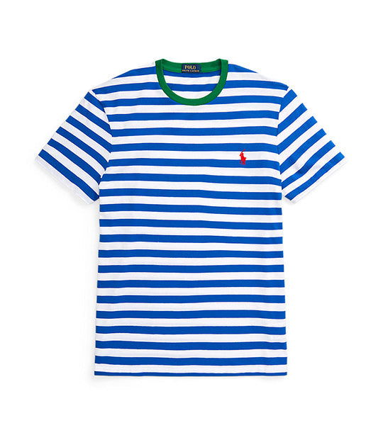 Men's Custom Slim Fit Striped Jersey T-Shirt Pacific Royal/White