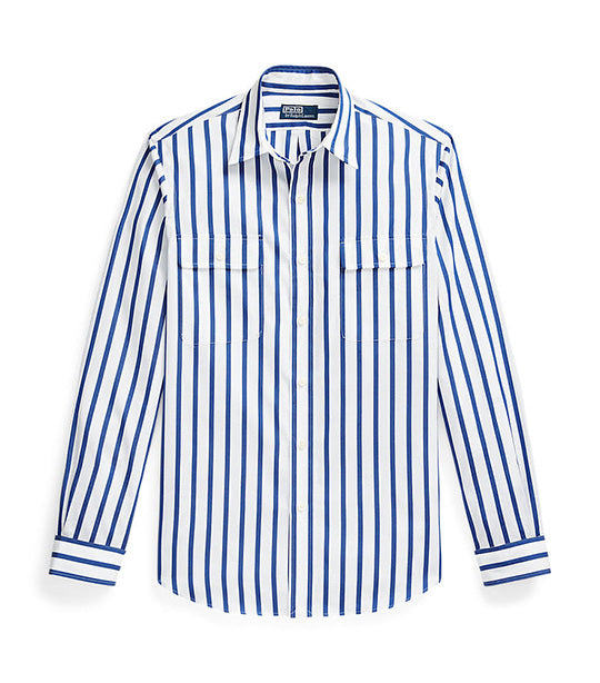 Men's Classic Fit Striped Poplin Workshirt Blue/White