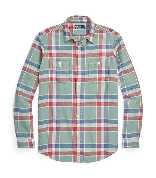 Men's Classic Fit Plaid Flannel Workshirt Green/Red Multi