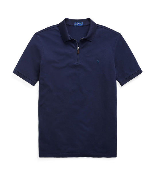 Men's Custom Slim Fit Stretch Mesh Polo Shirt French Navy