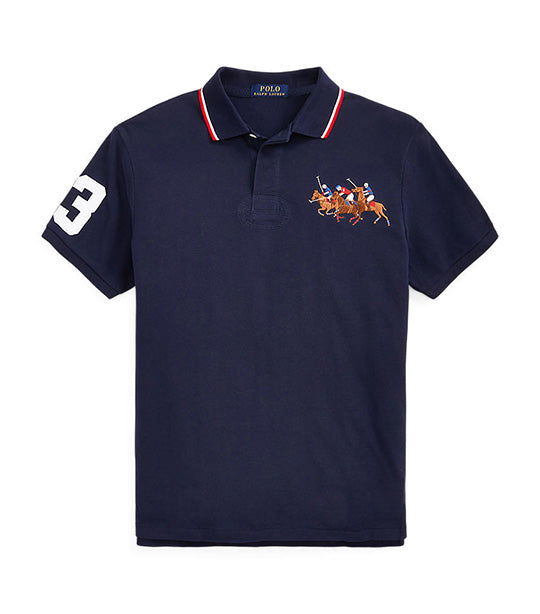 Men's Custom Slim Fit Triple-Pony Polo Shirt Cruise Navy