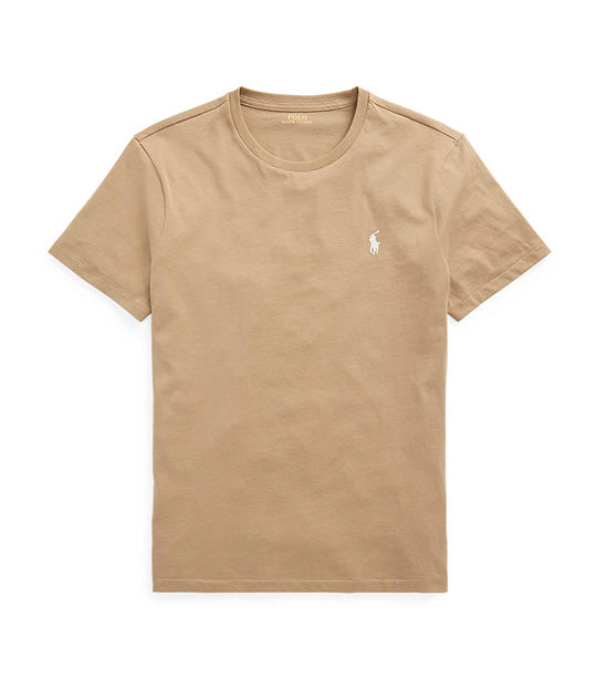 Men's Custom Slim Fit Jersey Crewneck T-Shirt Luxury Tan