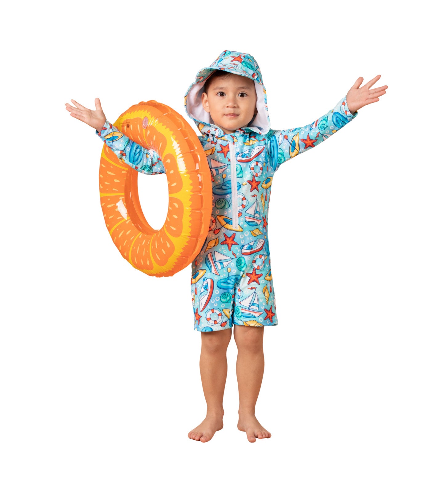 Sailor Hooded Longsleeves Rashguard Blue Starfish