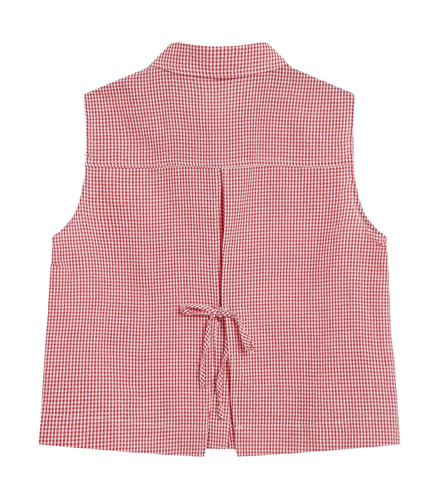 Windell Sleeveless Gingham Cotton Shirt Red