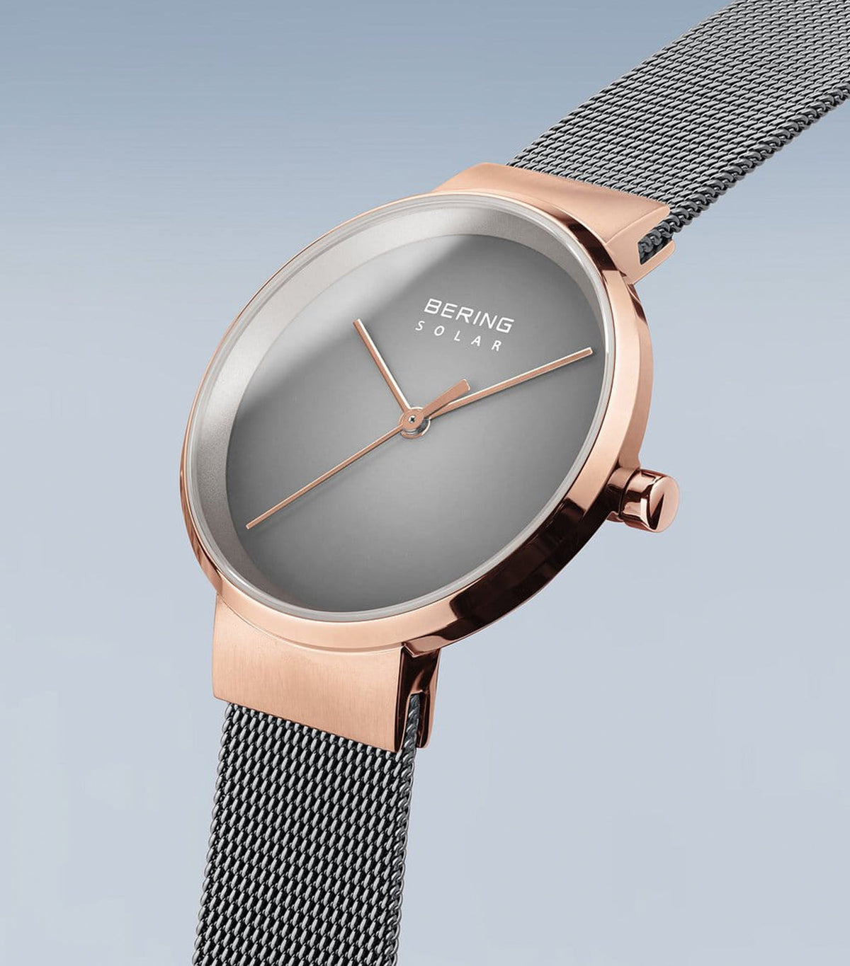 14331-369 Women's Steel Mesh Solar Watch Silver/Rose Gold