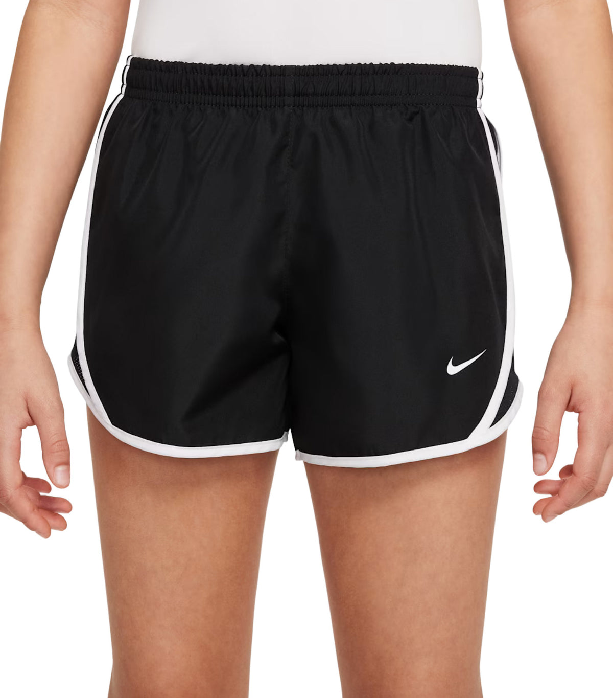 Tempo Older Kids' Girls' Dri-FIT Running Shorts Black/Black/White/White