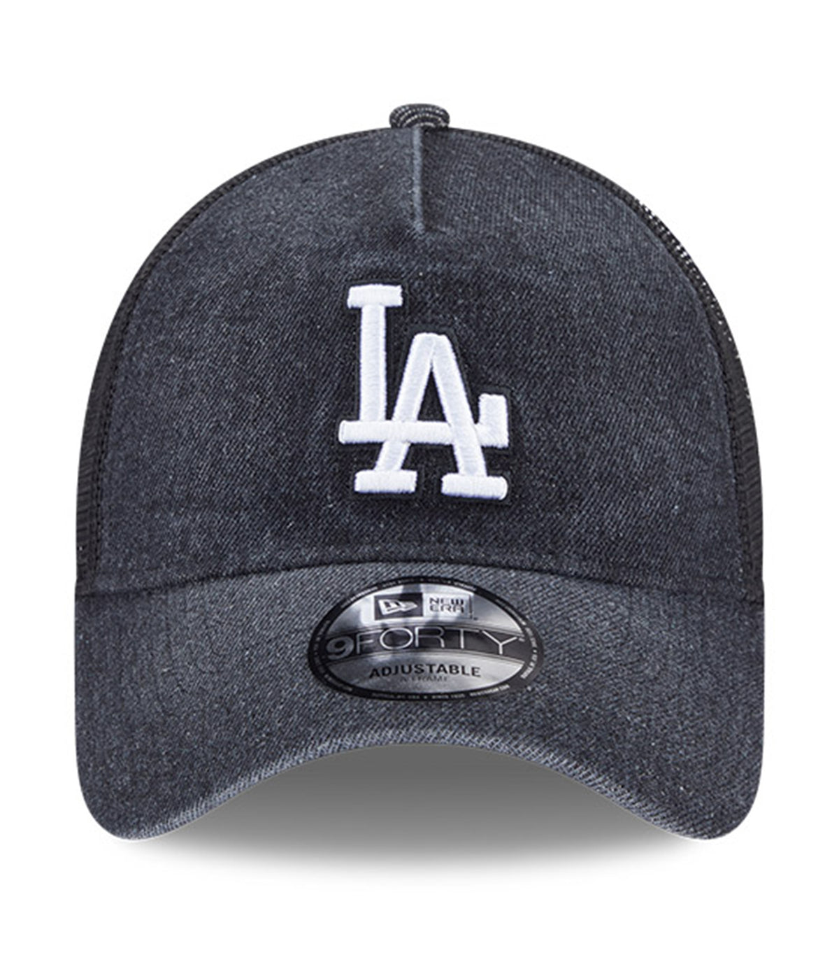 Los Angeles Dodgers Washed Denim Q126 9FORTY A-Frame Trucker Adjustable Cap Black