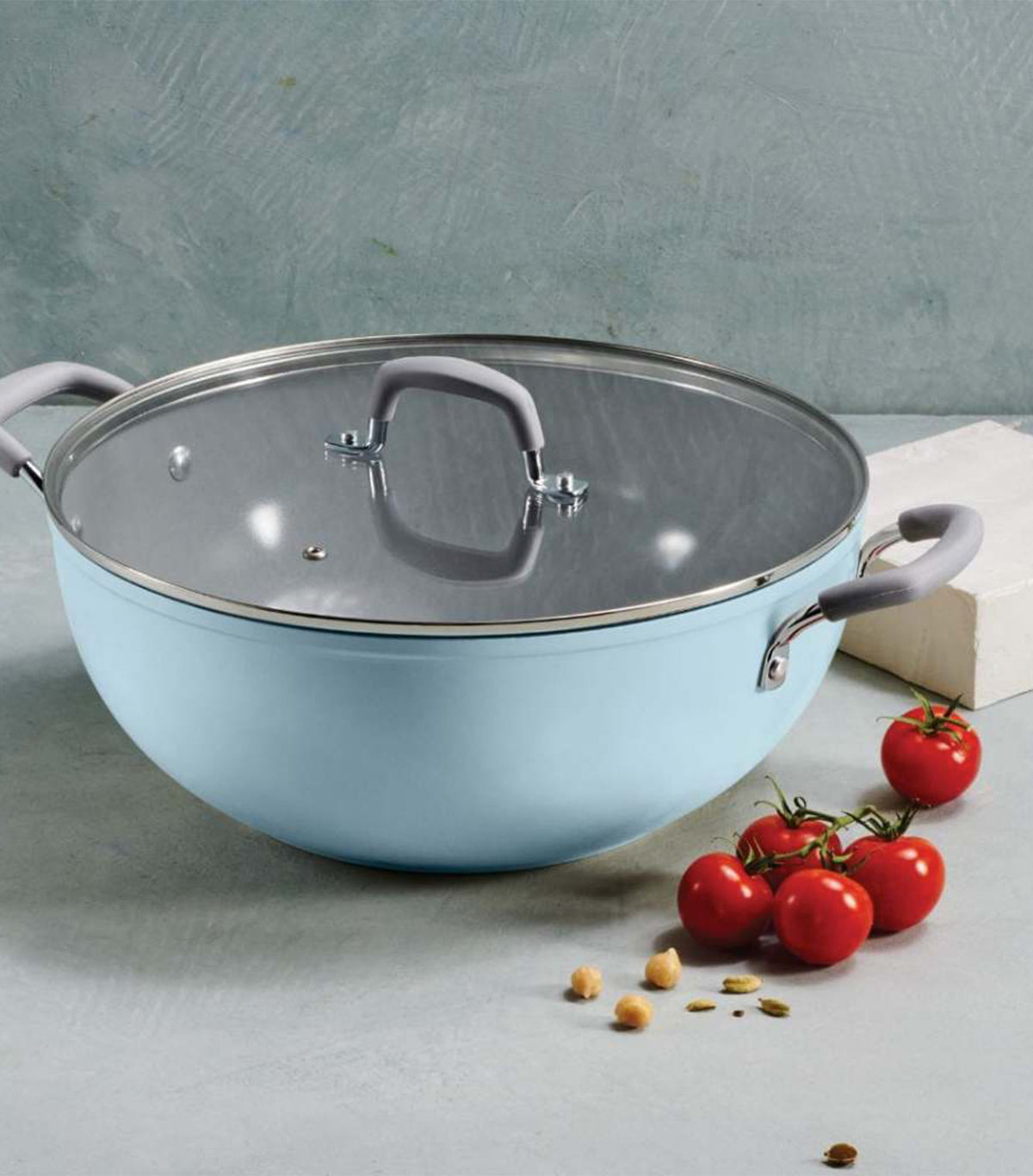 Velo Cold Forged Aluminum Deep Kadai Blue