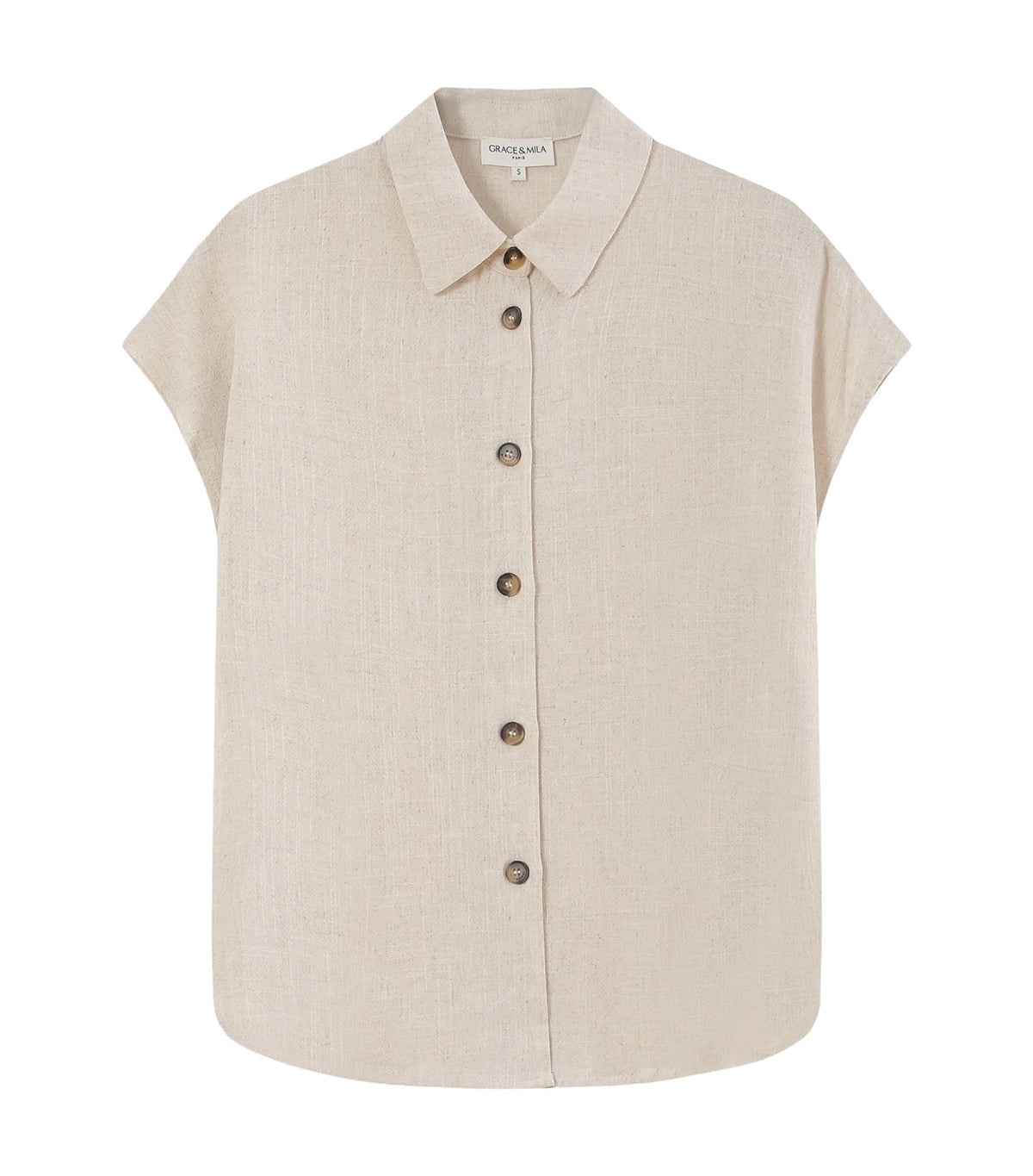 Perez Fluid Short-Sleeved Linen Shirt Sand
