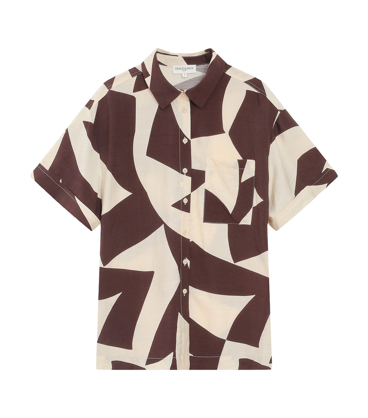 Veil Graphic-Print Shirt Chocolate