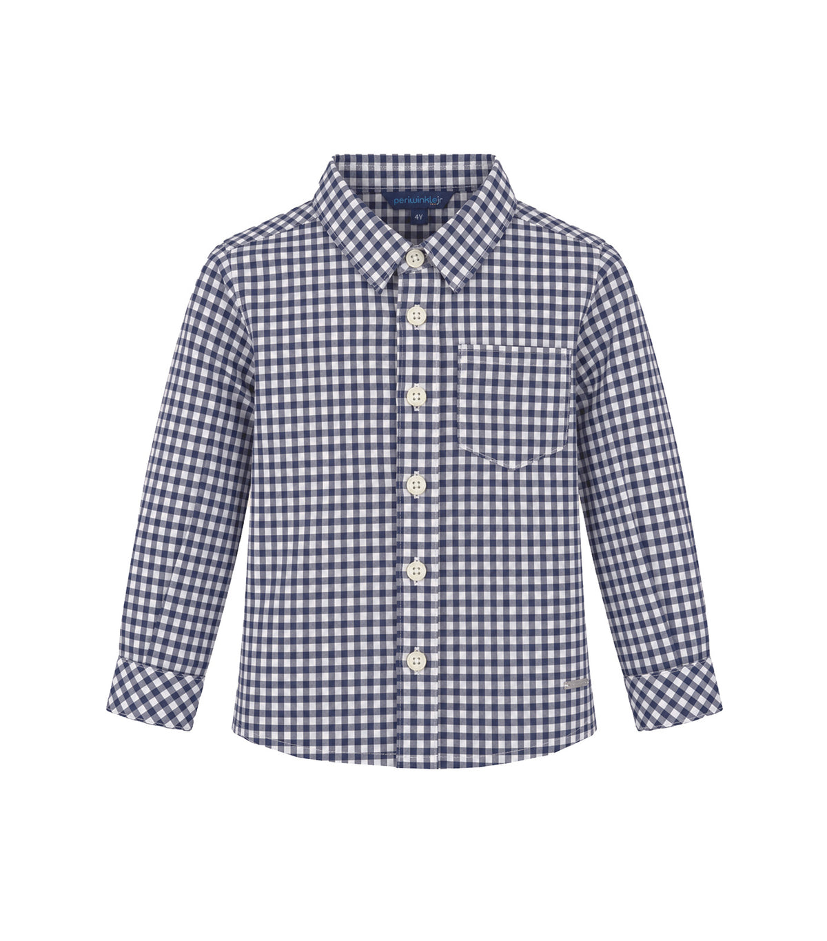 Mael Boys Checkered Button-Down Long Sleeves Navy