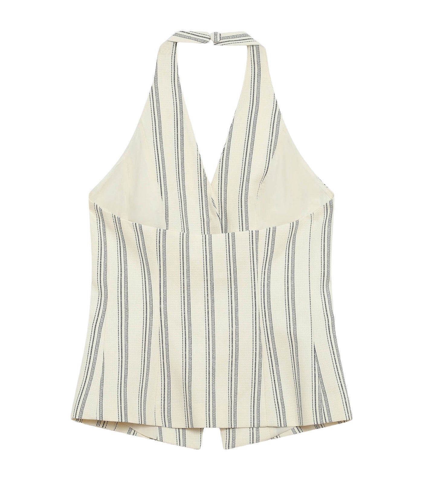 Winika Striped Backless V-Neck Tailored Waistcoat