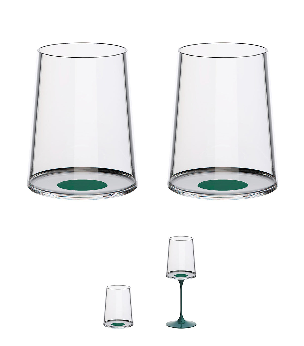 SplitGlass - Tumbler - White Wine Cup - Set of 2 Glasses Green