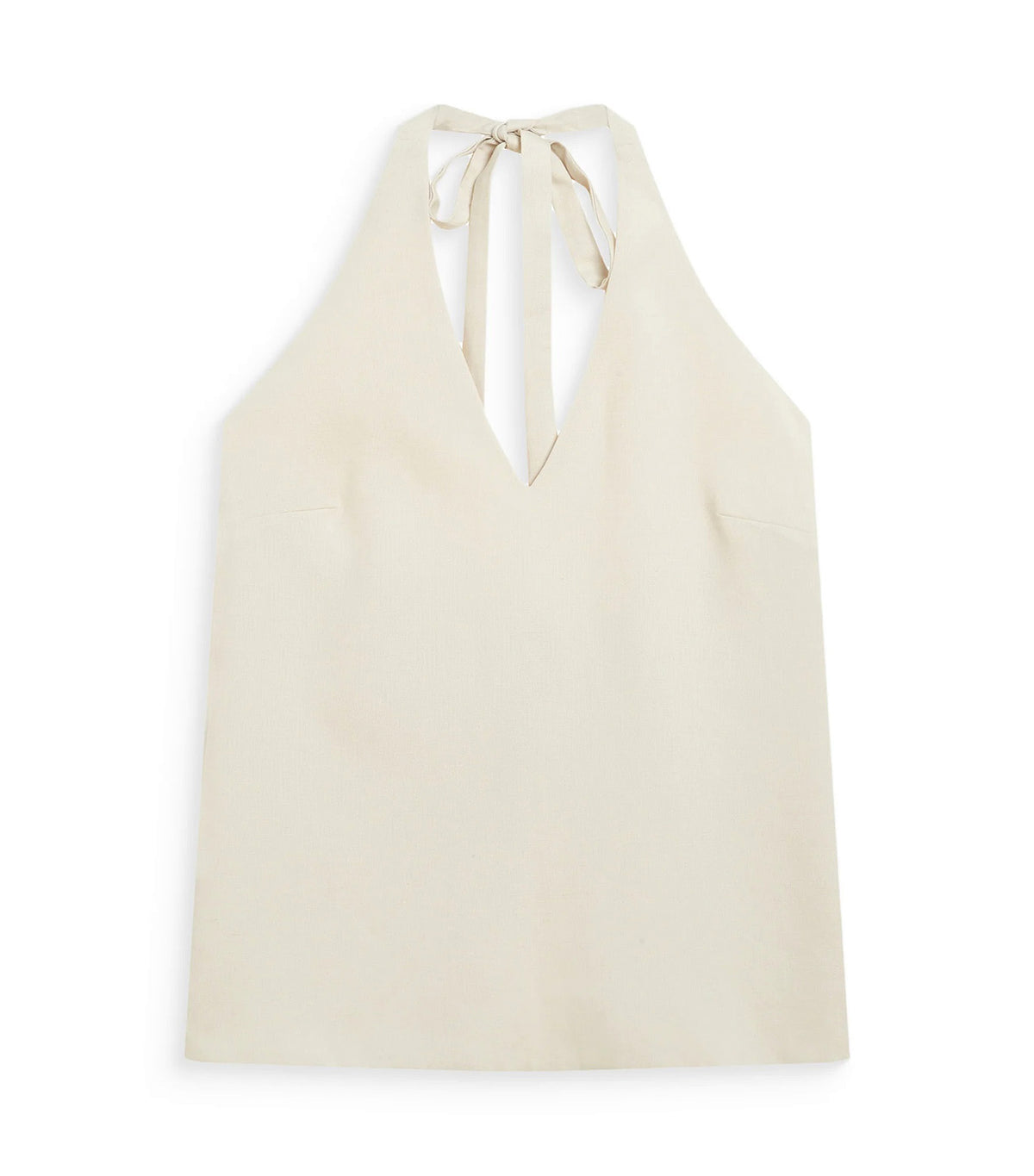 Wise Linen V-Neck Halter Tie-Front Top Sand