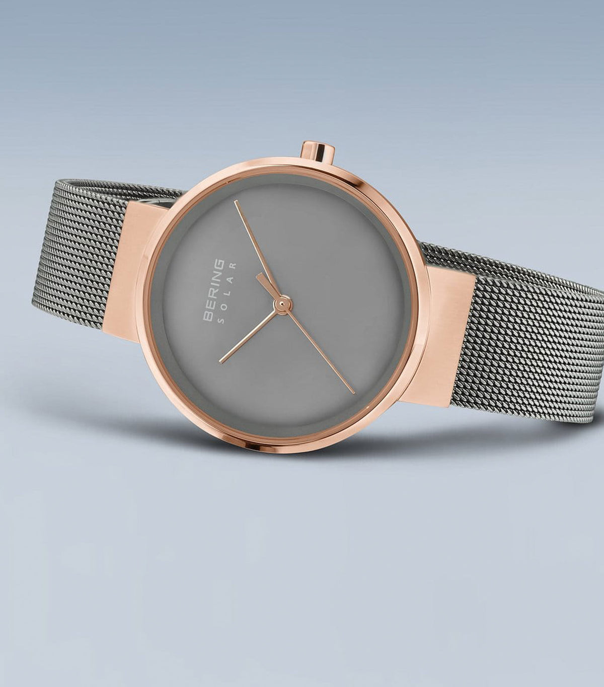 14331-369 Women's Steel Mesh Solar Watch Silver/Rose Gold