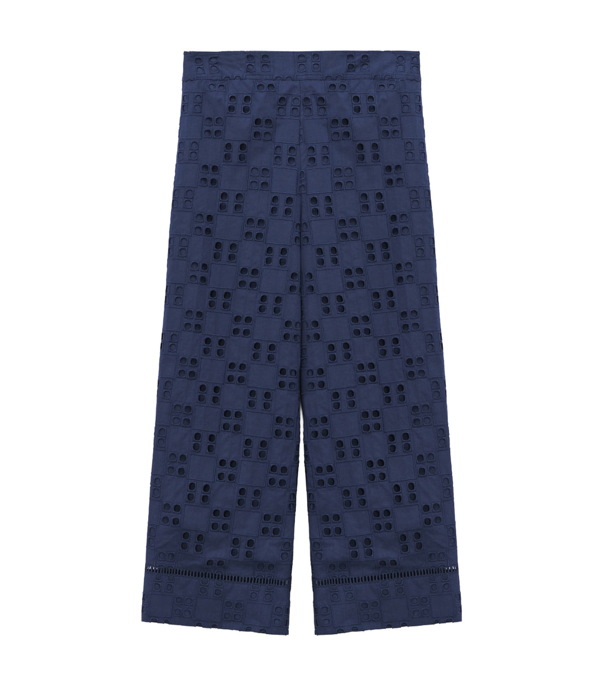 Poplin Trousers With English Embroidery Blue