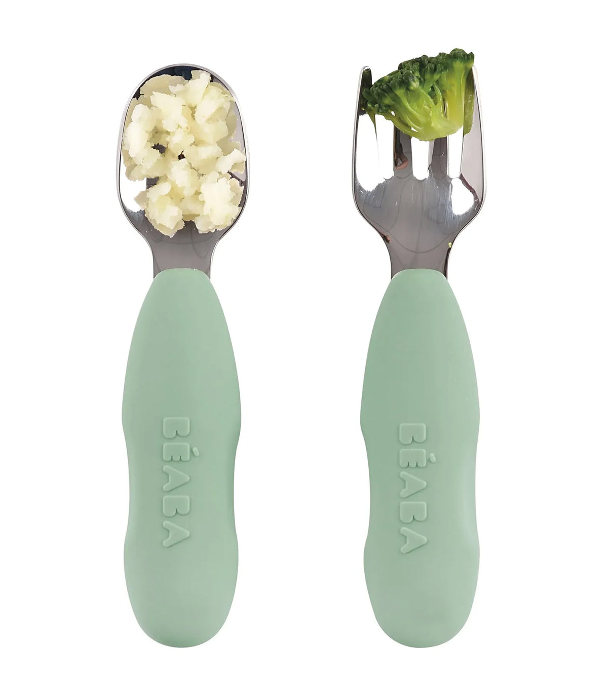 Set of 2 Stainless Steel Pre-Cutlery Sage Green