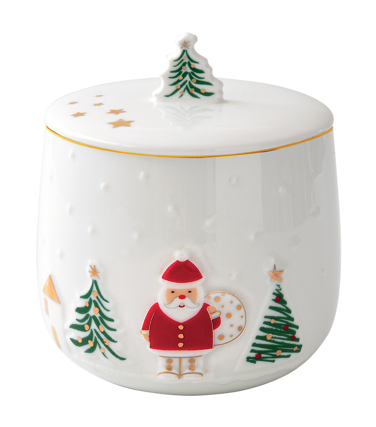 Let It Snow Porcelain Cookie Jar with Embossed Design