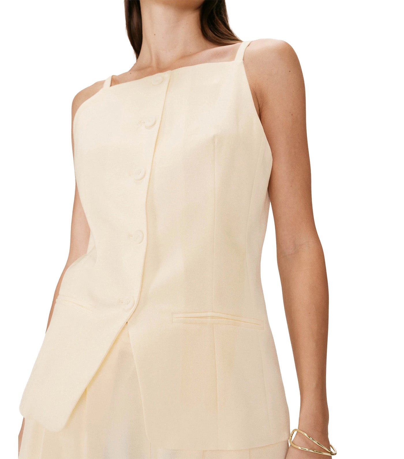 Winston Tencel and Linen Tailored Square-Neck Waistcoat Yellow