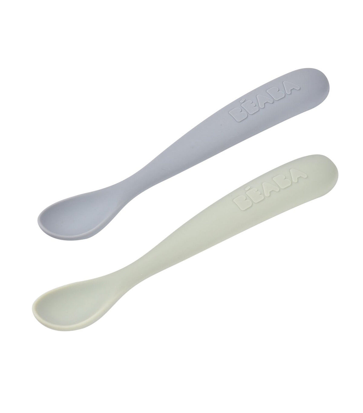 Set of 2 1st-Age Silicone Spoons Pebble/Green