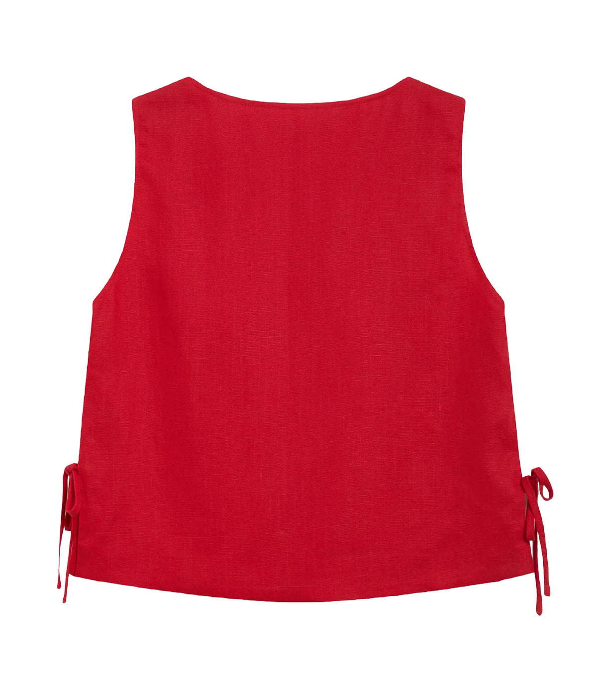 Wesca Straight-Cut Sleeveless Tie-Front Top Red
