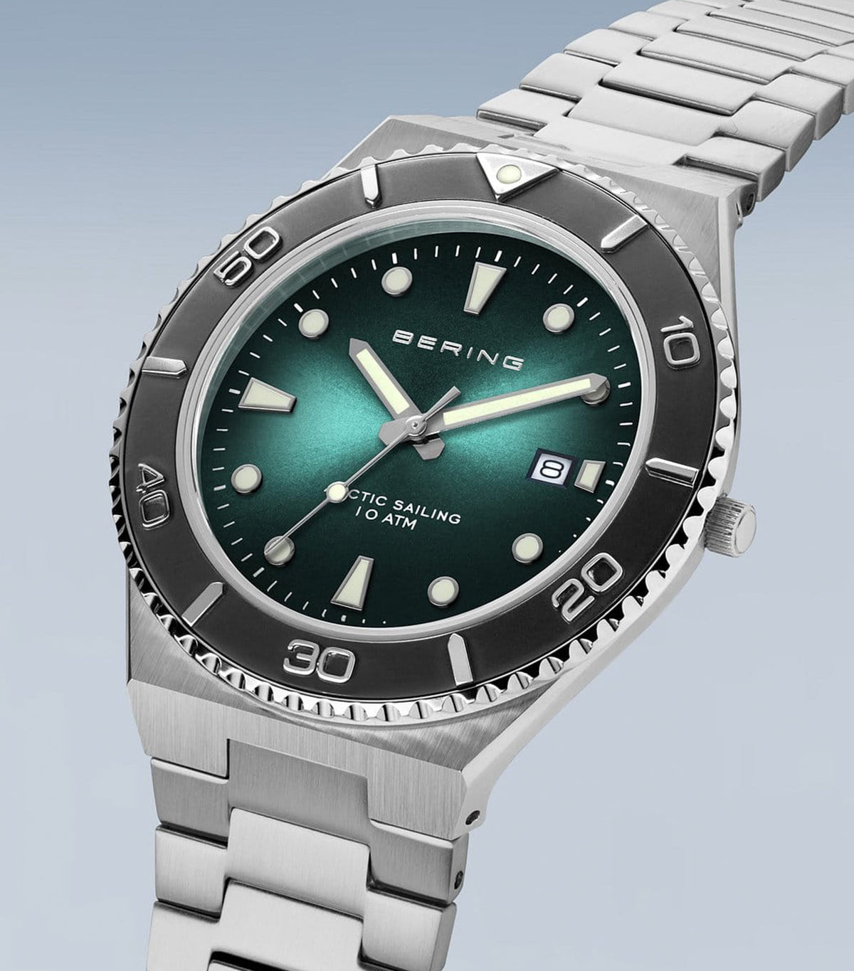 18940-708 Men's Arctic Sailing Steel Quartz Watch Silver/Green