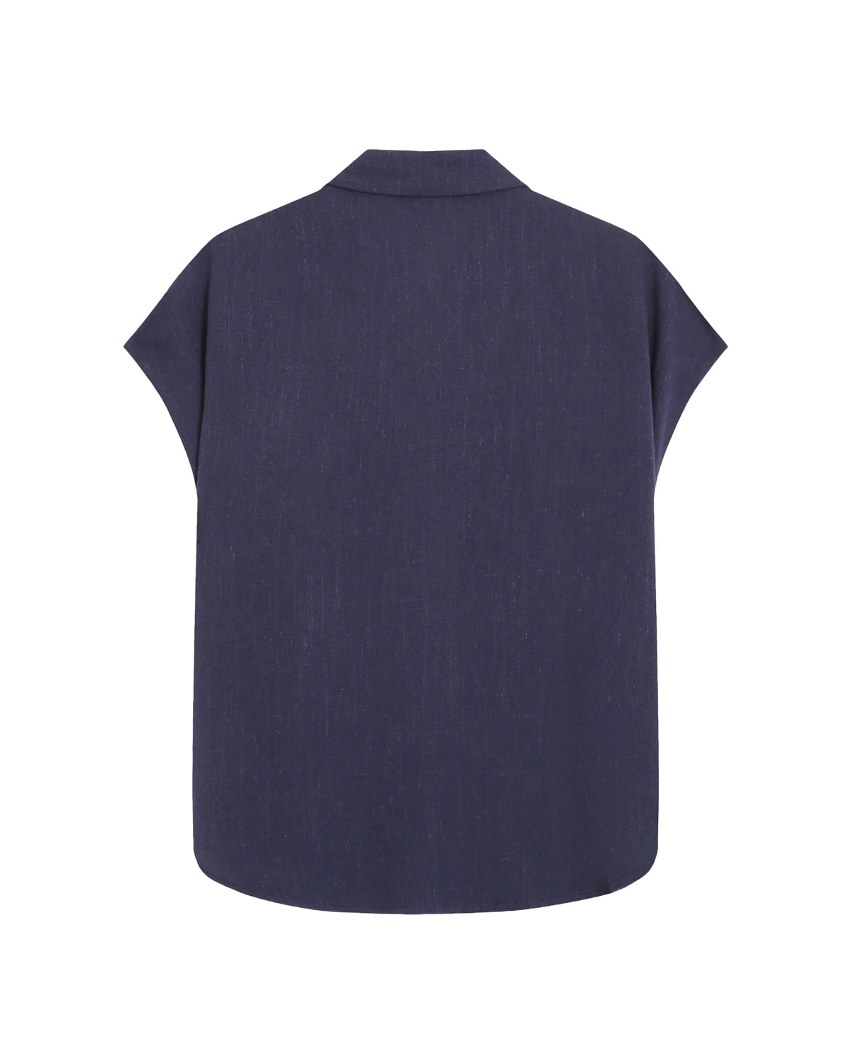 Perez Fluid Short-Sleeved Linen Shirt Navy