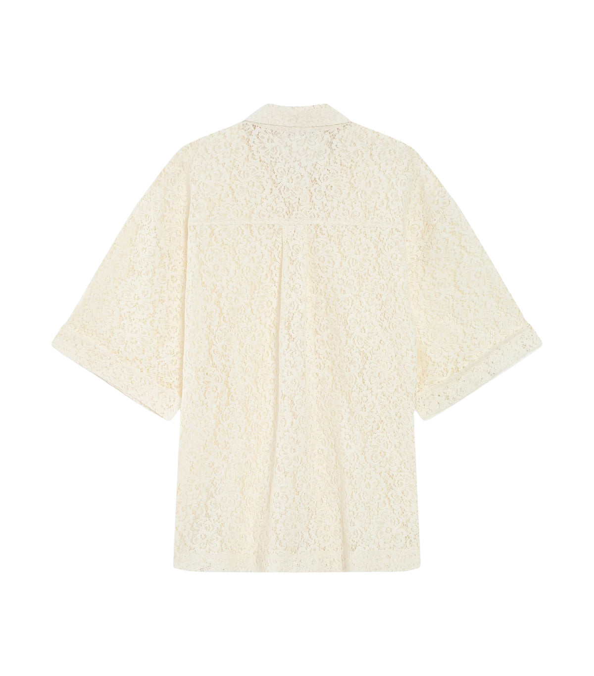 Vendel Sheer Three-Quarter-Sleeved Lace Shirt Ecru