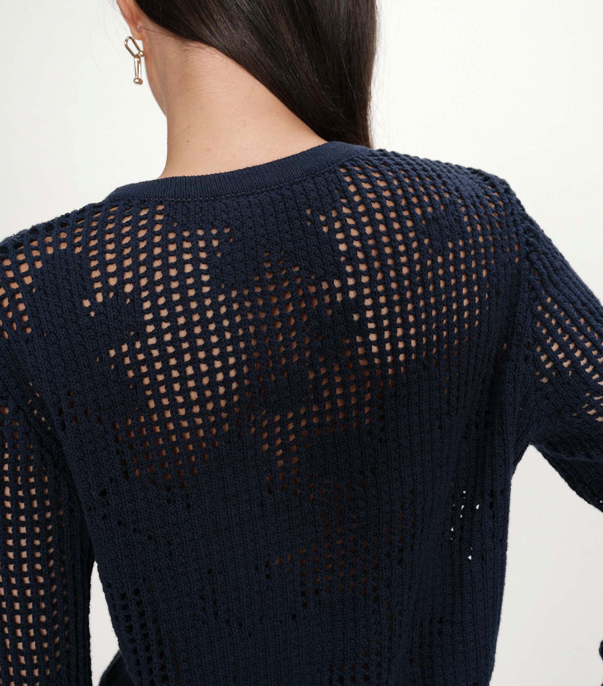 Velasquez Openwork Knit Long-Sleeve Cardigan Marine