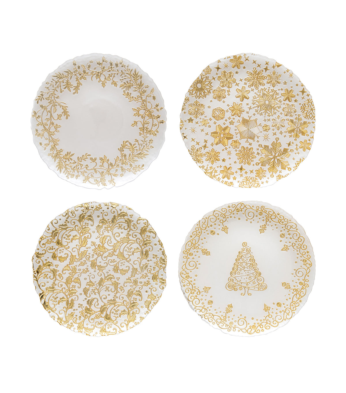 Glass Plate Christmas Assorted Designs Oro