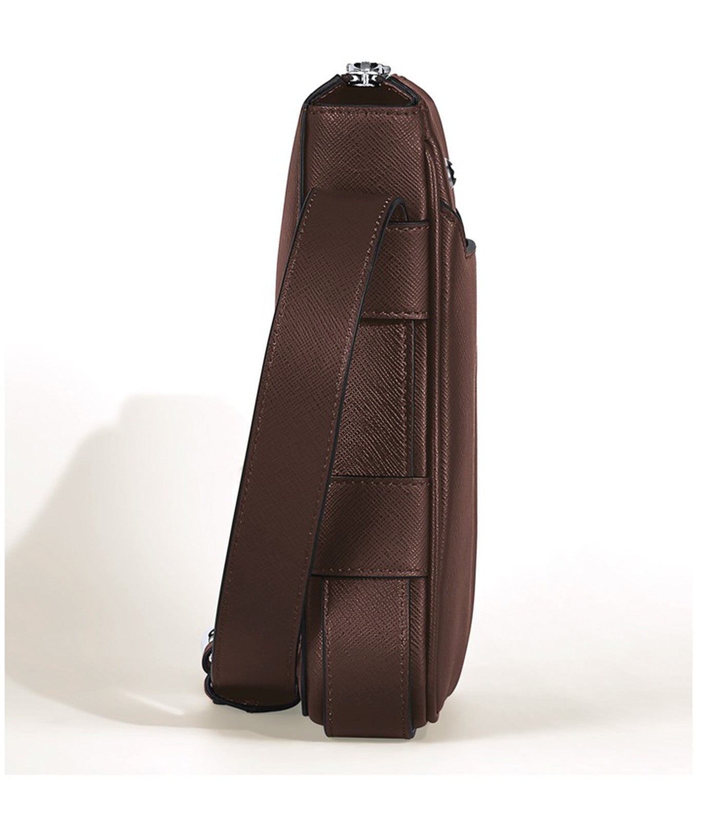 Vertical Belt Messenger Bag in Sartorial Leather Brown