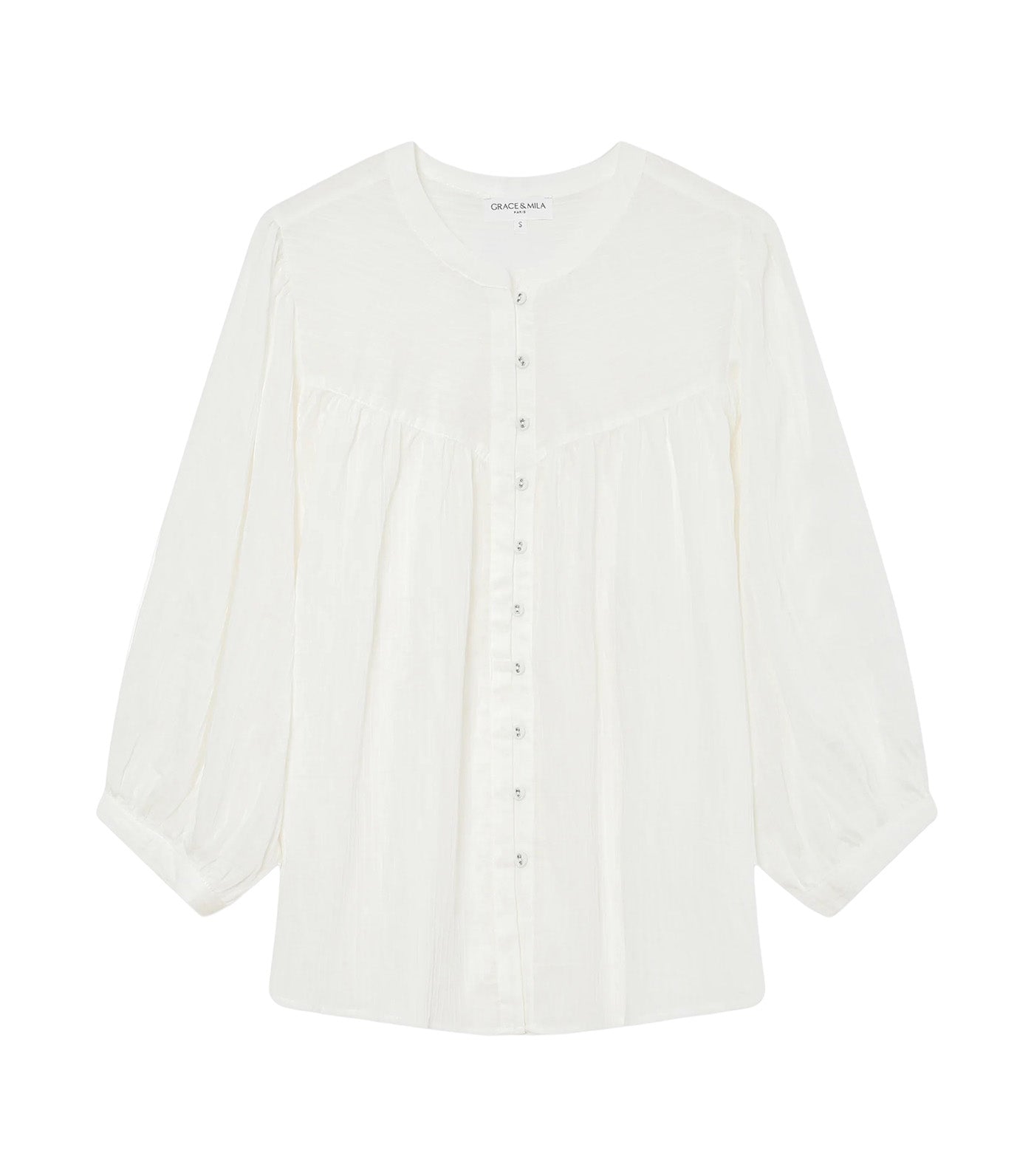 Vanille Loose Blouse with Balloon Sleeves Ivory