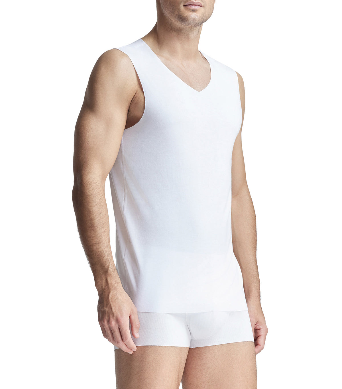 Seamless Wide Shoulder Tank Top White