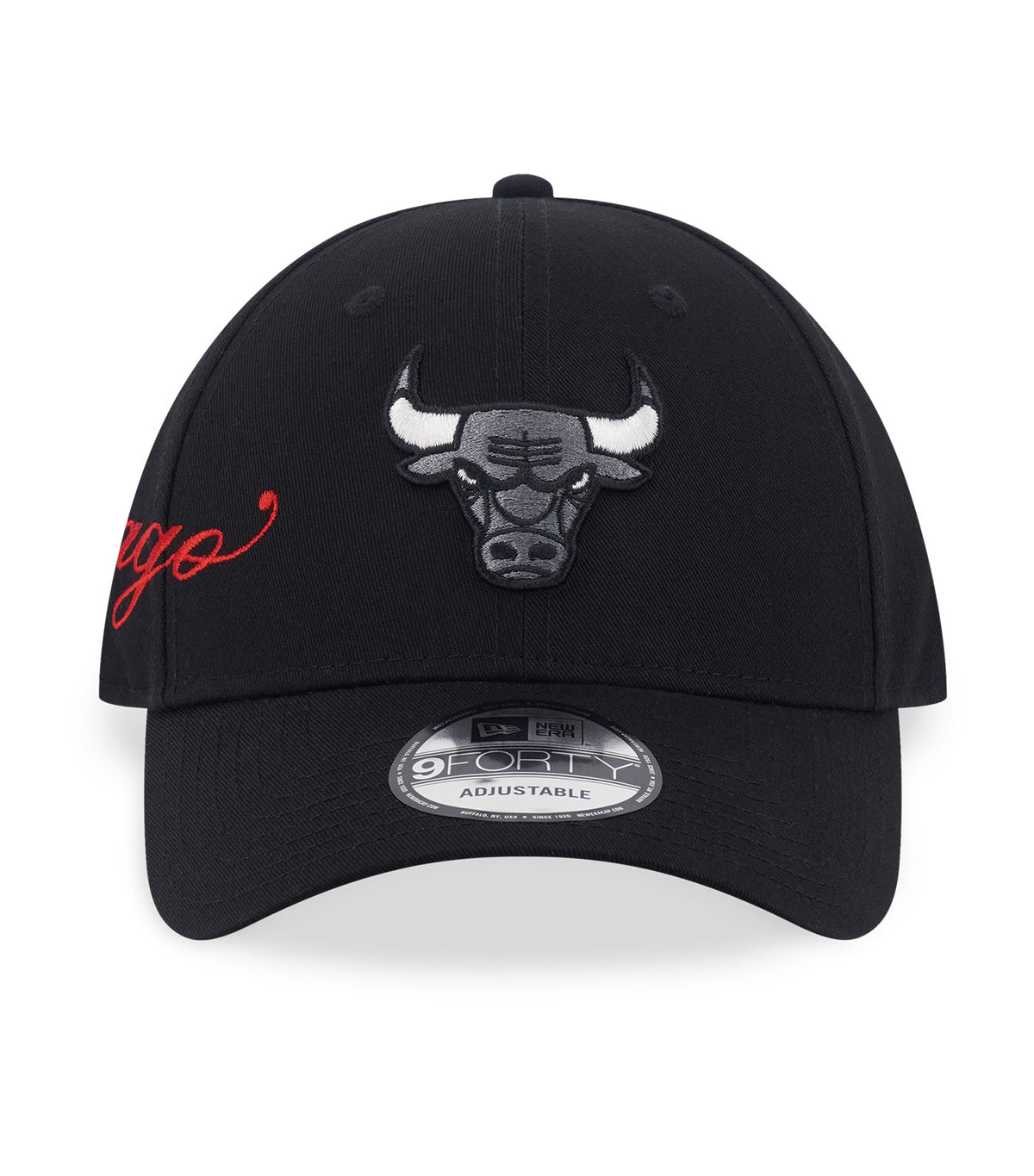 Chicago Bulls Cross Panels Script 9FORTY Adjustable Cap Black