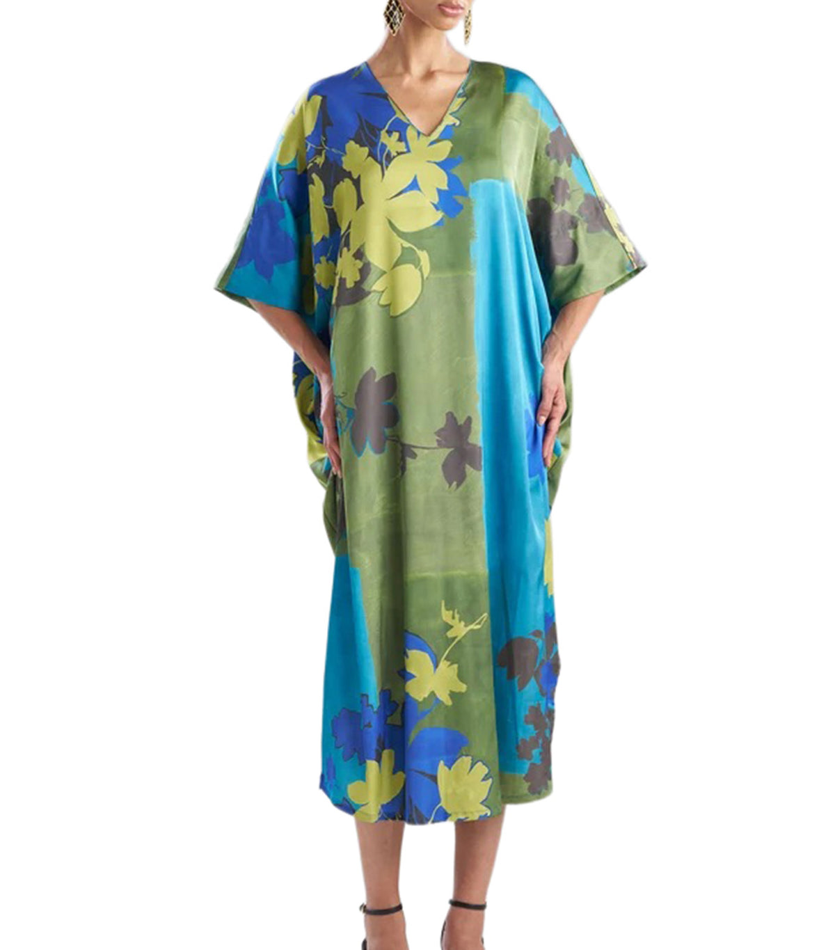 Coromandel Printed Stretch Satin Wedge Caftan Vivtl