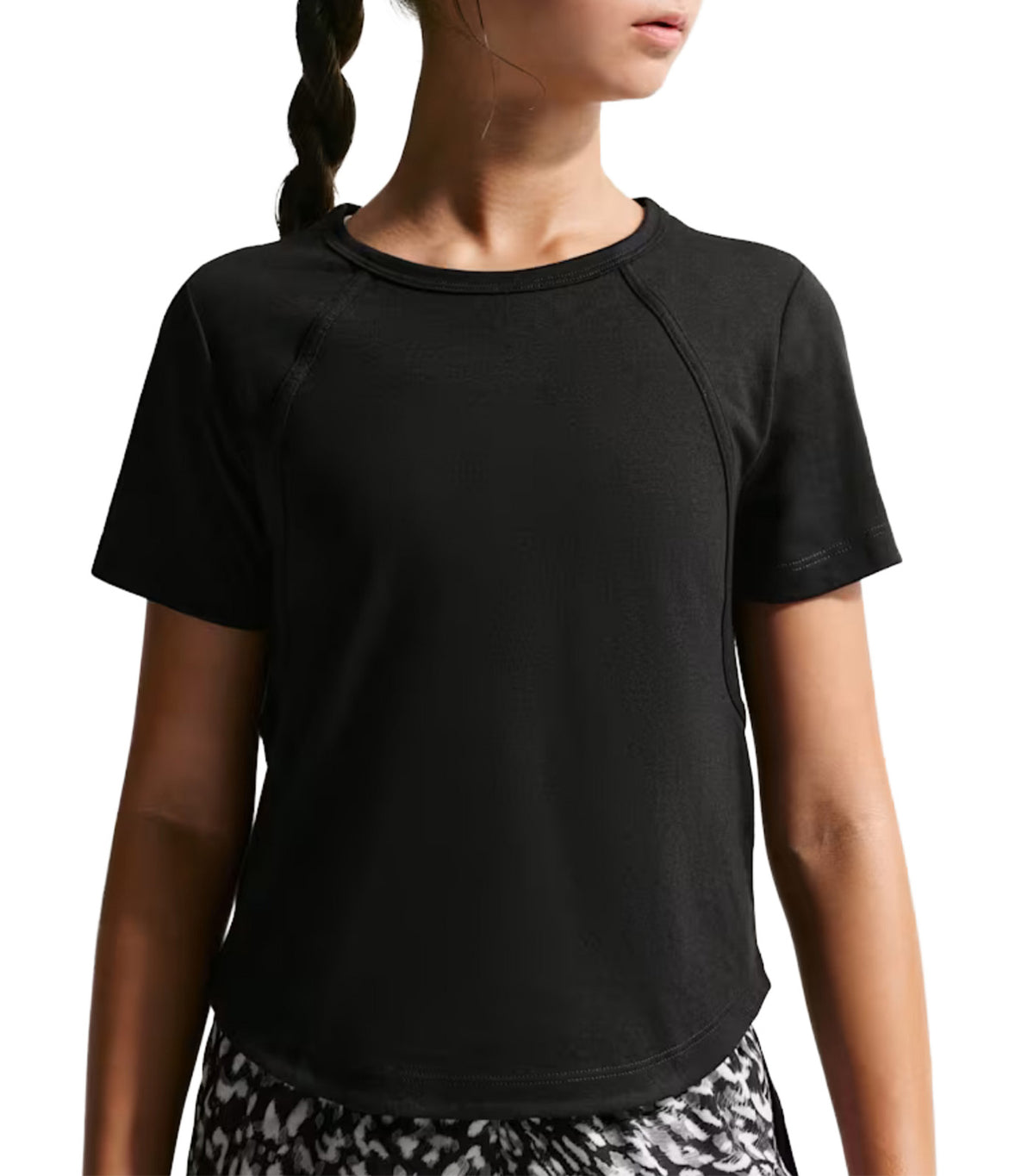 Tempo Older Kids' Girls' Dri-FIT Short-Sleeve Top Black/White