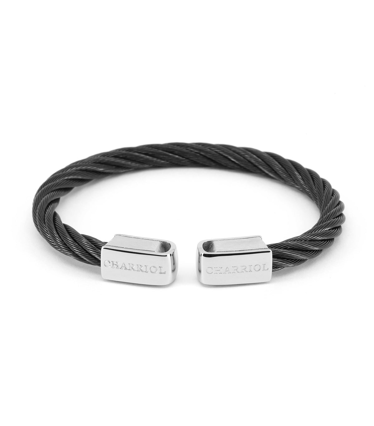 Celtic Mens Bangle Black and Stainless Steel
