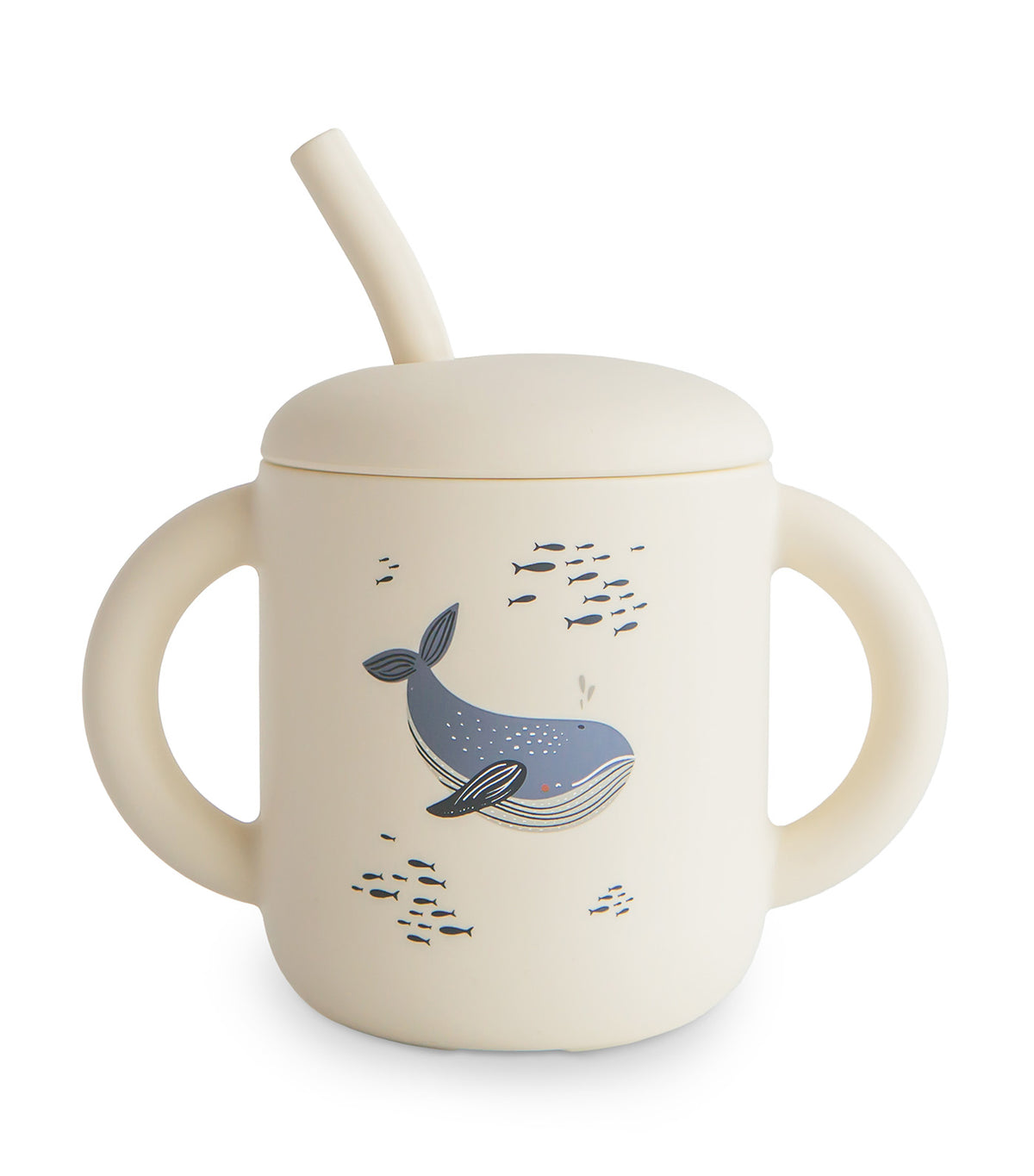 Silicone Training Cup with Straw Whales