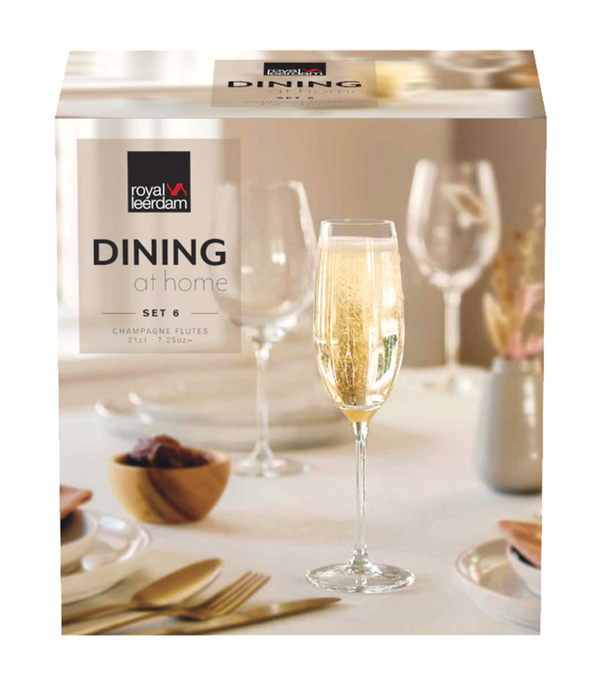 Dining at Home Flute Glass 21cl Set of 6 Transparent