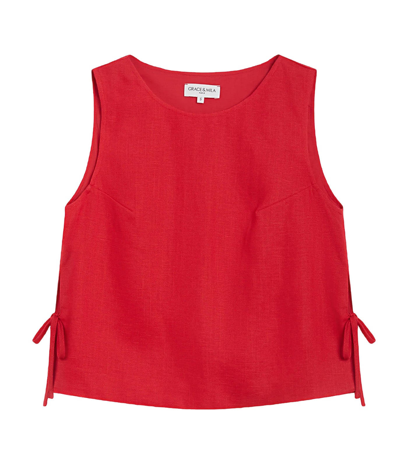 Wesca Straight-Cut Sleeveless Tie-Front Top Red