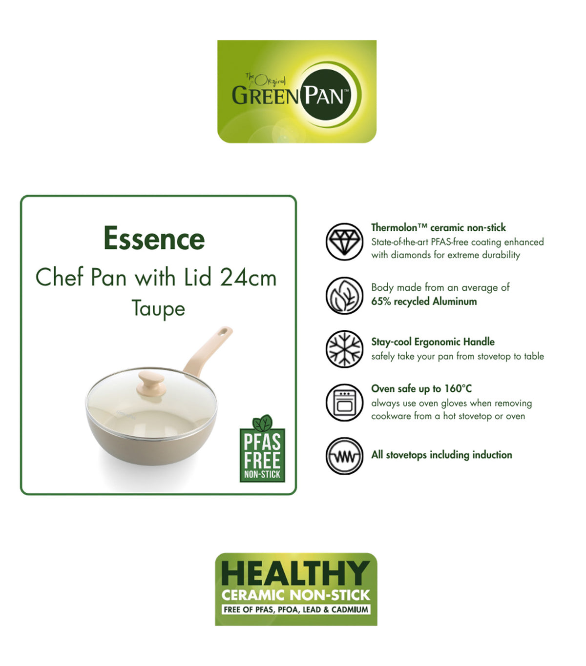 Essence Chef Pan with Lid Taupe