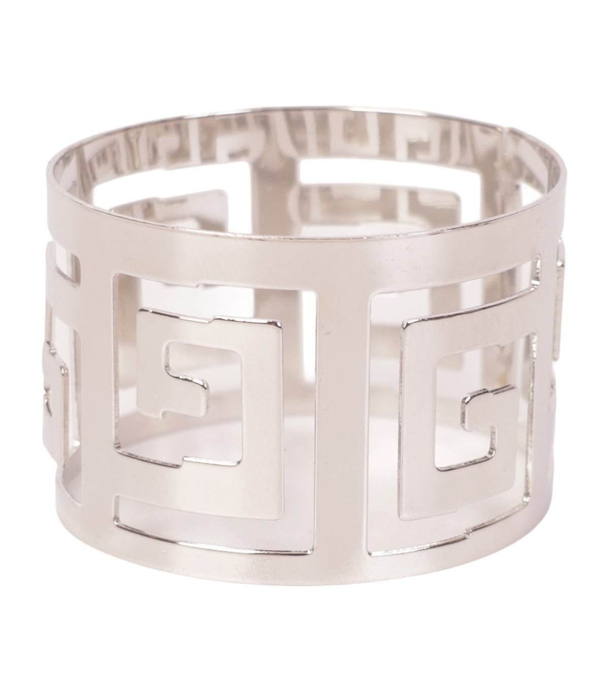 Green Key Set of 4 Napkin Rings Rectangular Silver