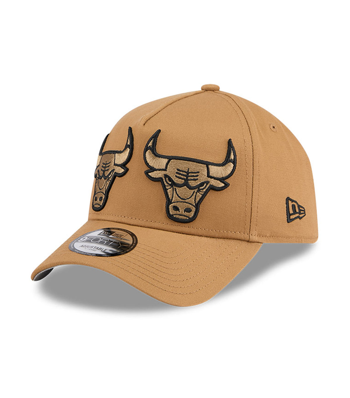 Chicago Bulls Double Logo 9FORTY A-Frame Snapback Cap Wheat