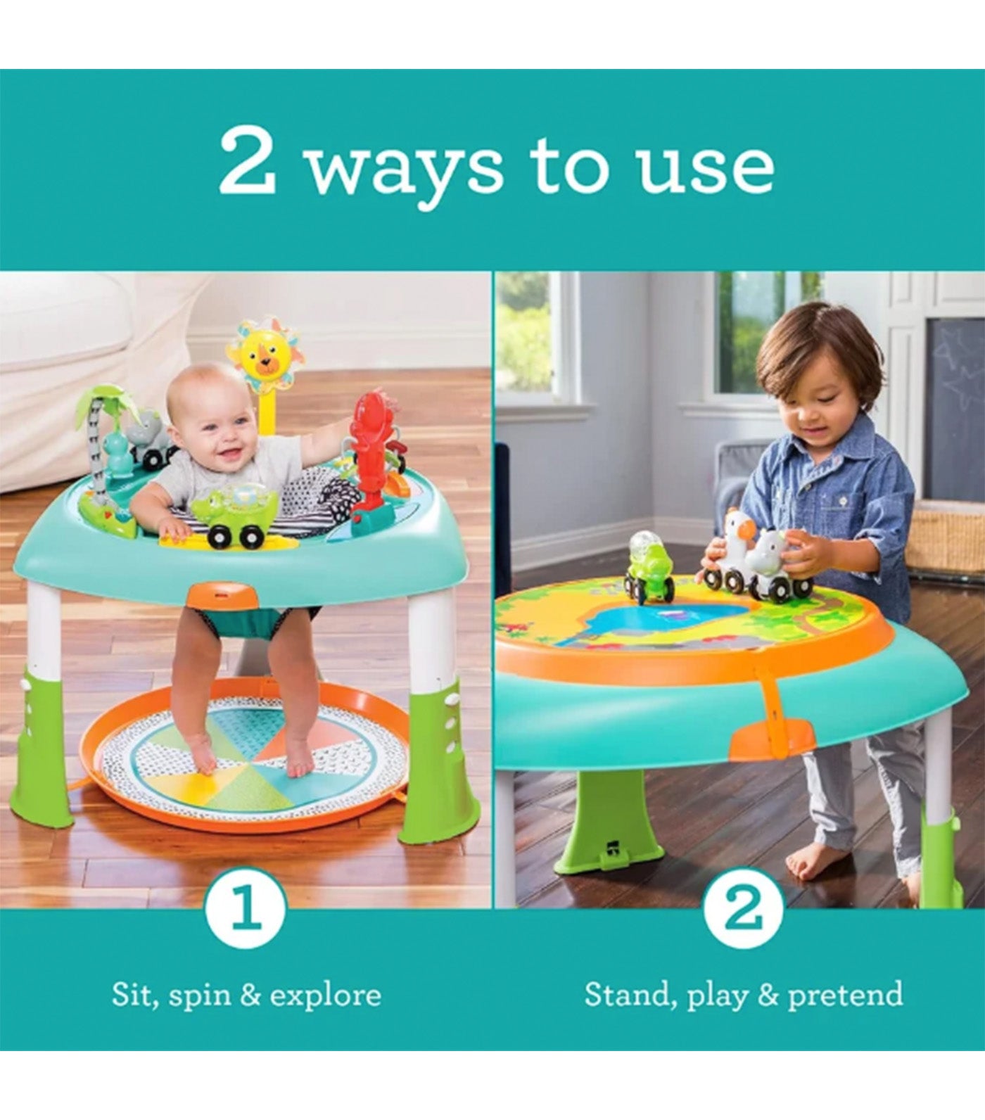 2-In-1 Sit, Spin and Stand Entertainer and Activity Table Green