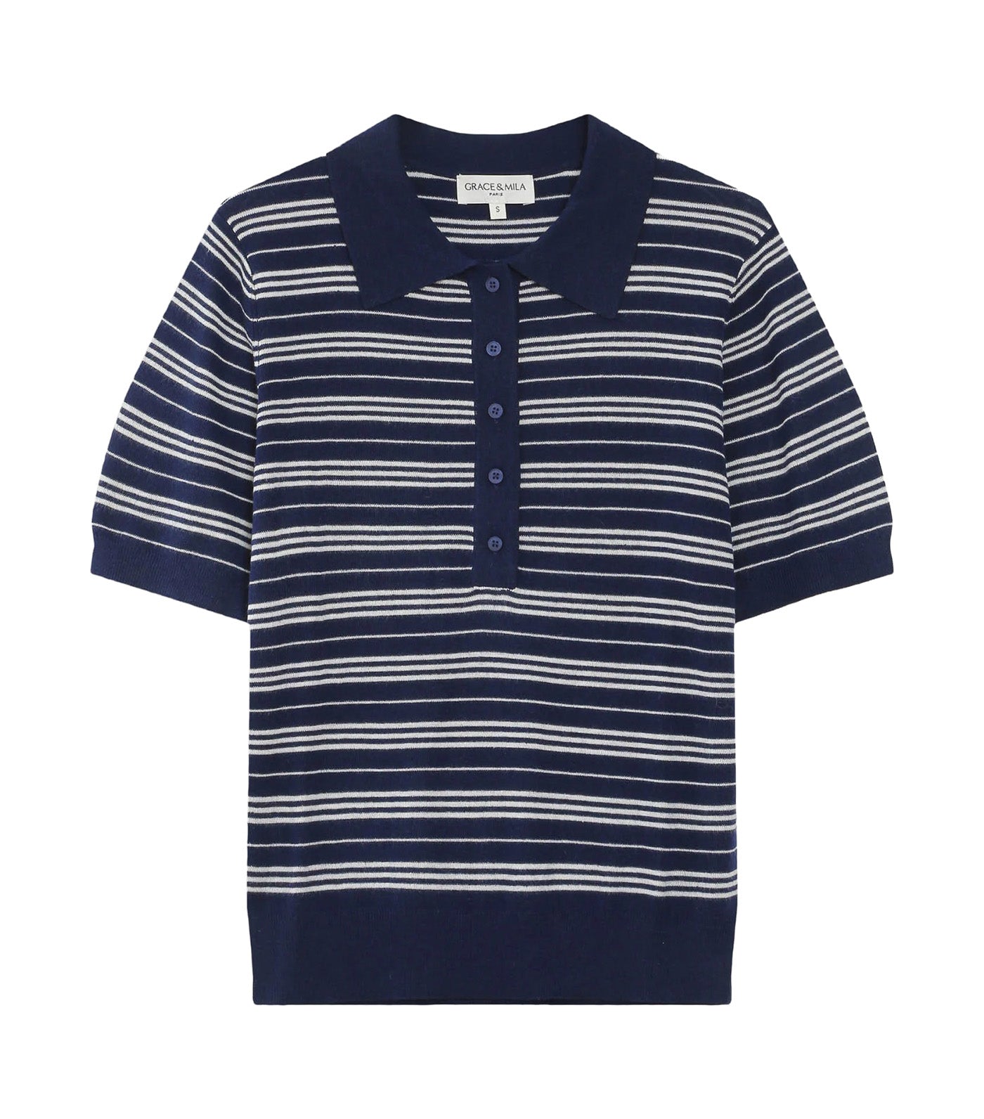 Veracruz Striped Short-Sleeve Polo Marine