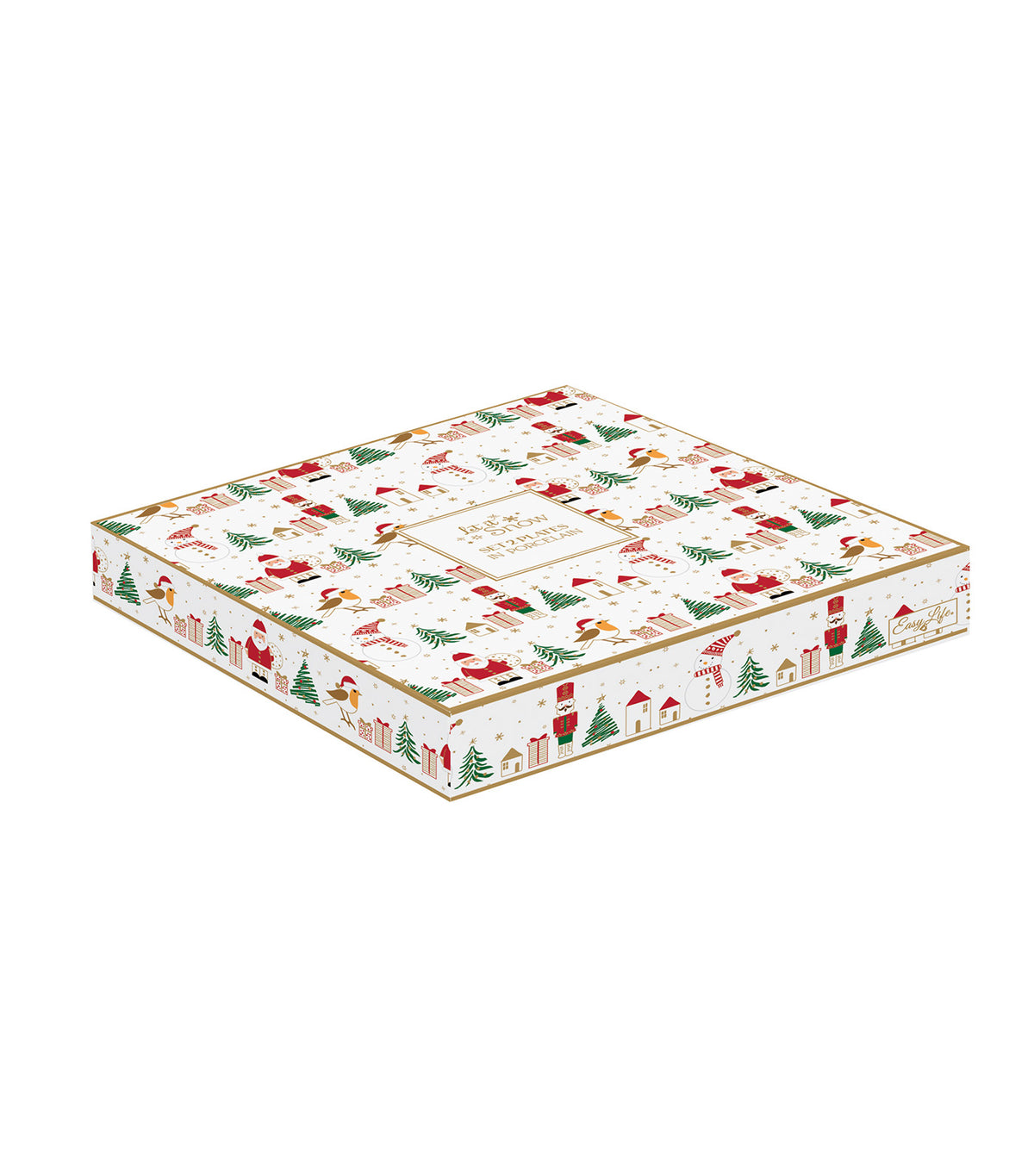 Let It Snow Set 2 Porcelain Dessert Plates with Embossed Design