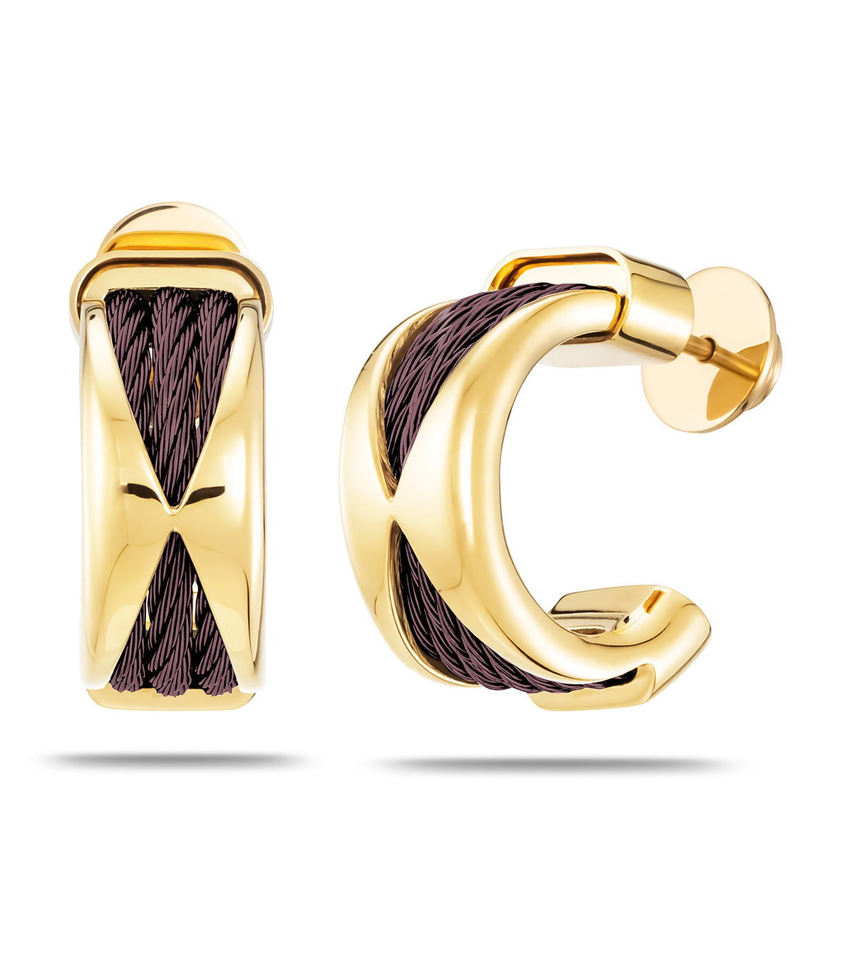 Celtic Dream Earrings Yellow Gold and Prune