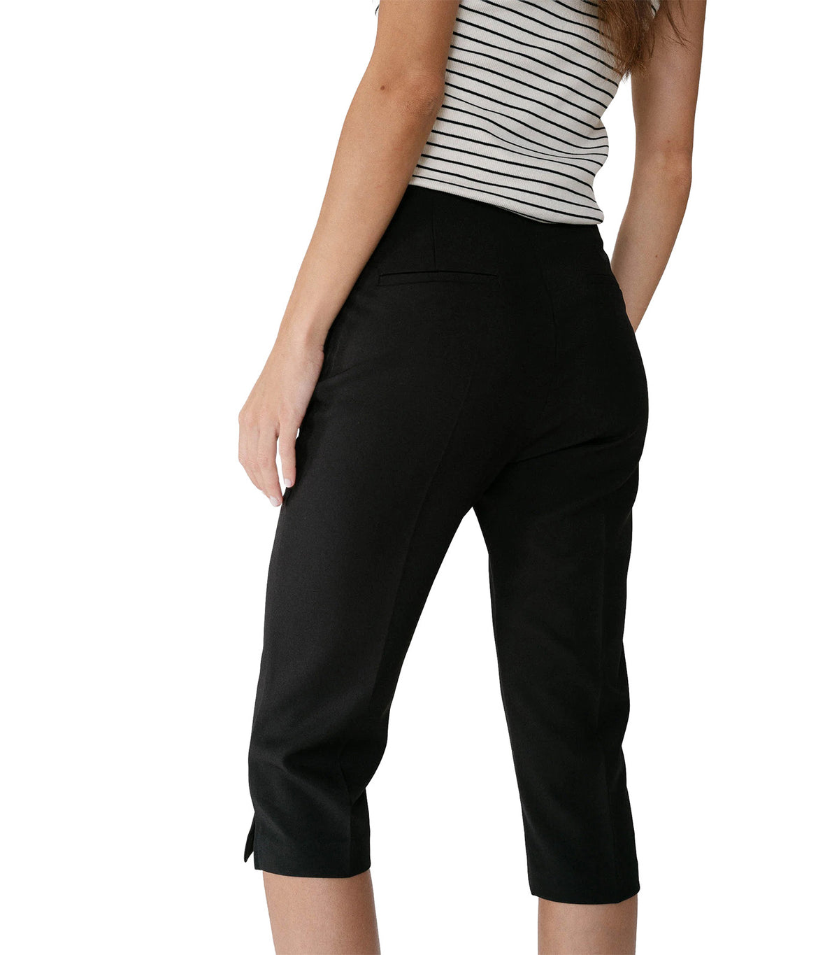 Where Fitted 7/8-Length Capri Trousers Black