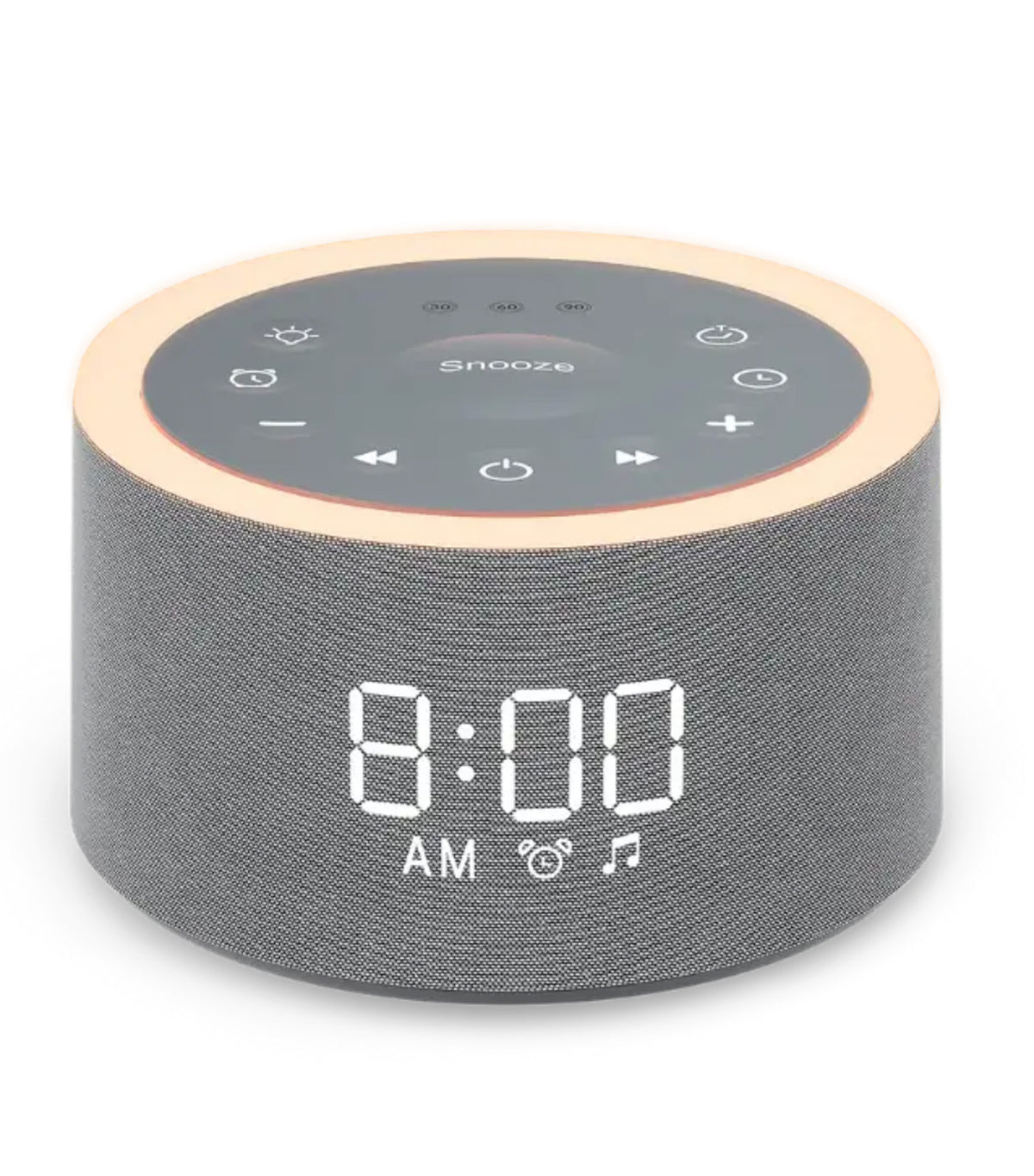 Snooz Home 3-In-1 Alarm Clock Sound Machine with Night Light Gray